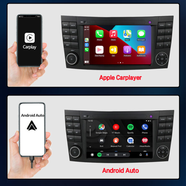 CarPlay & Android Auto Navigation Touchscreens for Mercedes-Benz W209/W211/W219/W463 - Image 2