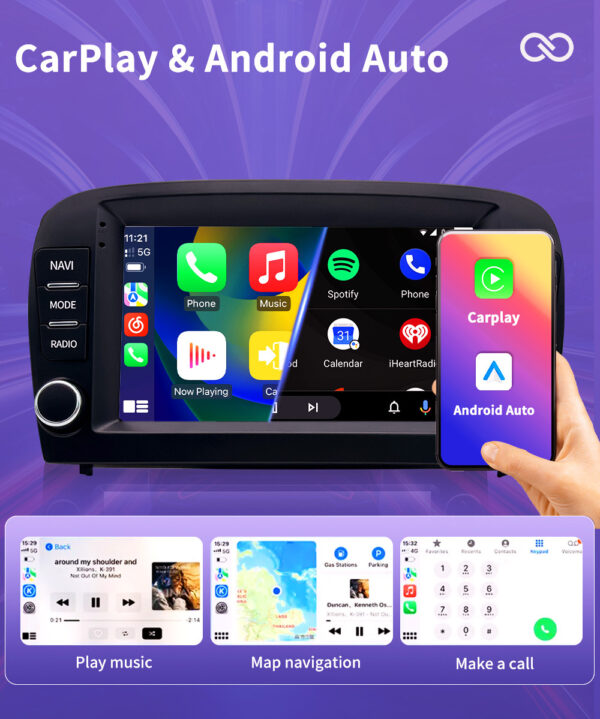 CarPlay & Android Auto Navigation Touchscreens for Mercedes-Benz SL R230 SL350 SL500 SL55 SL600 SL65 - Image 10