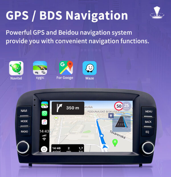 CarPlay & Android Auto Navigation Touchscreens for Mercedes-Benz SL R230 SL350 SL500 SL55 SL600 SL65 - Image 14