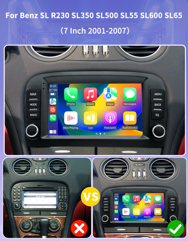 CarPlay & Android Auto Navigation Touchscreens for Mercedes-Benz SL R230 SL350 SL500 SL55 SL600 SL65 - Image 19