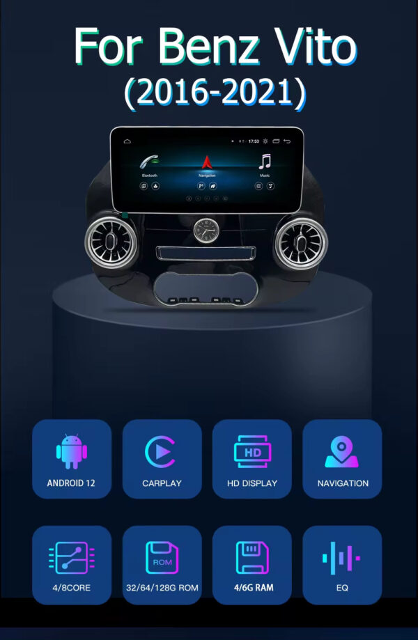 Touchscreen Navigation System for Mercedes-Benz Vito W447 (2015–2022) Car Stereo with 360° Camera - Image 3