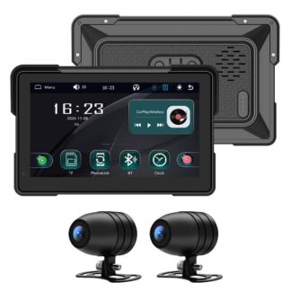 7" IPS Motorcycle Dash Cam with Wireless CarPlay, GPS Navigation, HD Recording, Waterproof & Anti-Vibration